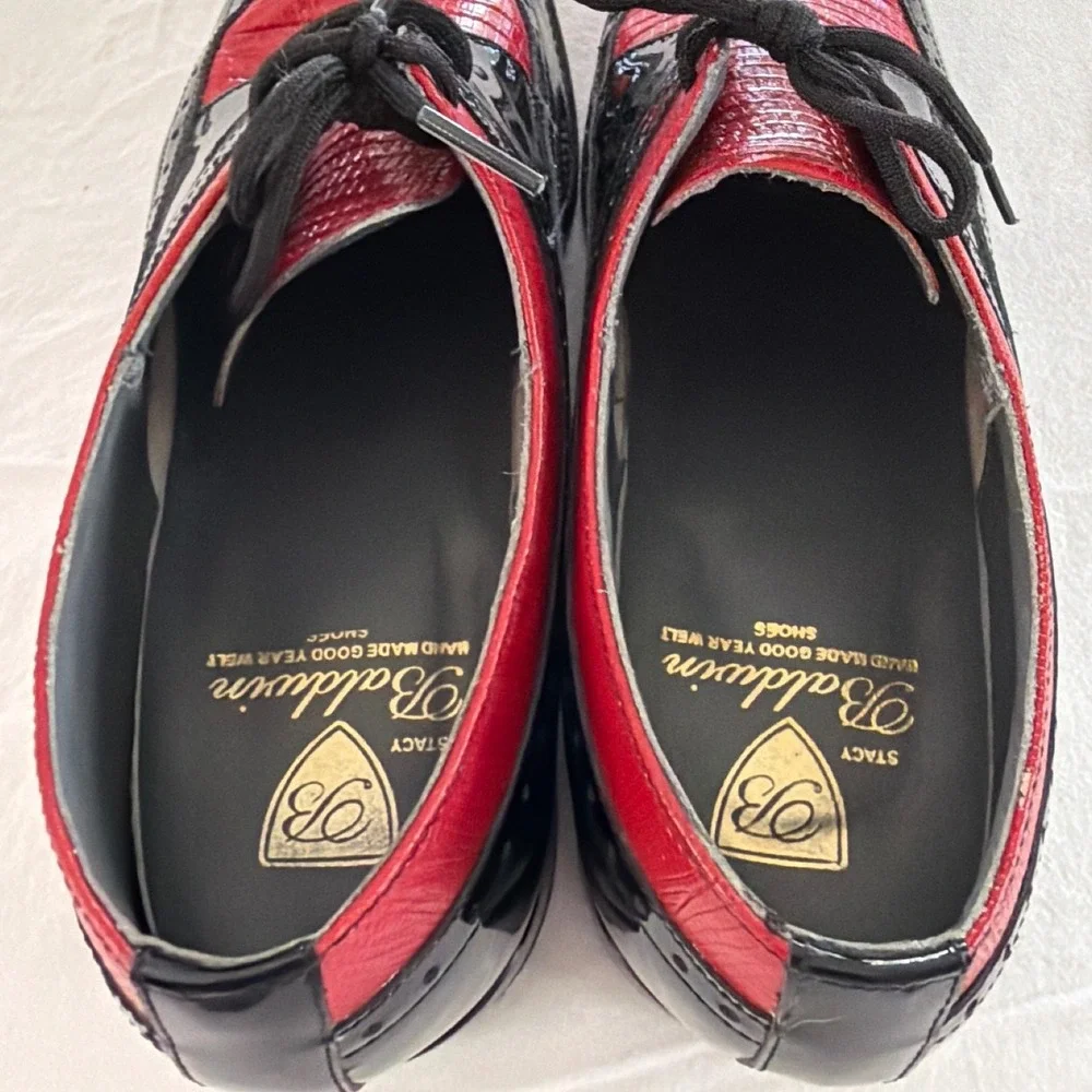 Stacy Baldwin Mens Black Red Patent Leather Wingtip Oxford Shoes 16223 Size 7D